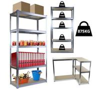 Shein Estantería de almacenamiento de metal Humberg, 180 x 90 x 40 cm, estantería resistente, estantería de garaje, estantería de almacenamiento, estantería