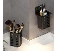 Shein Estantería de almacenamiento para baño en color negro, organizador de pared sin taladro para inodoro, ducha, lavabo y baño, para artículos pequeños y