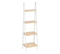 Shein Estantería de baño tipo escalera, 4 estantes, bambú, pino natural negro, 40 x 109,3 x 30 cm