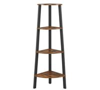 Shein Estantería de Esquina, con 4 Estantes, Fácil de Montar, Marco de Acero, para Salón, Dormitorio, Balcón, Diseño Industrial, Vintage, Greige y Negro/Mar