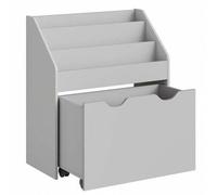 Shein Estantería de Juguetes con 3 Compartimentos, Librería Infantil, Caja de Juguetes Móvil, con Ruedas, Multifuncional, para Habitación de los Niños y Sal