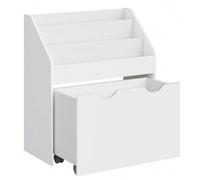 Shein Estantería de Juguetes con 3 Compartimentos, Librería Infantil, Caja de Juguetes Móvil, con Ruedas, Multifuncional, para Habitación de los Niños y Sal