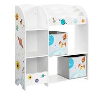 Shein Estantería de Juguetes, Librería Infantil, Armario para Dormitorio con 2 Cajas para Juguetes, Sala de Juegos, Sala de Estar, Gris Paloma/Blanco/Blanco