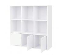 Shein Estantería, Librería de 3 Niveles, Estantería de Almacenamiento Abierto, 29 x 97,5 x 97,5 cm, 3 Compartimentos con Puertas, para Sala de Estar, Estudi