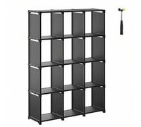Shein EstanterÍa Modular 12 Cubos, LibrerÍa Abierta, Armario para Estudio, EstanterÍa Almacenaje en Sala de Estar, Negro