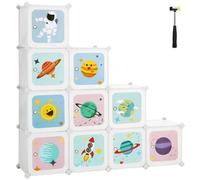 Shein Estantería Modular Infantil de 10 Cubos, Organizador para Niños, Estantería de Plástico, Armario Modular con Puertas para Ropa, Zapatos, Juguetes, 123