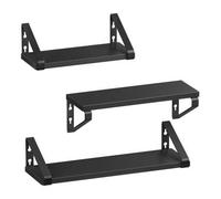 Shein Estantes de Pared, Estantes Flotantes, Juego de 3, 2 Formas de Montaje, 30/35/40 cm,Estantes Decorativos, para Salón, Baño, Cocina, Negro Tinta y Negr