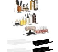 Shein Estantes flotantes para baño, estante de exhibición de acrílico montado en la pared para maquillaje, cuidado de la piel, esmalte de uñas, libros, orga