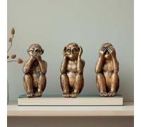 Shein Estatua de 1/3 de los Tres Monos Sabios para decoración del hogar, figura de "No oigo, no veo, no hablo" para decoración de mesa moderna de escritor