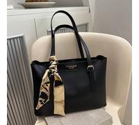 Shein Este bolso de hombro con estampado de letras de unicolor, de moda y minimalista, viene con un pañuelo. Es adecuado para ir de compras, llevar carteras