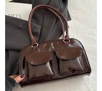 Shein Este bolso de hombro de unicolor, de moda y minimalista, con bolsillo lateral, es adecuado para ir de compras, guardar carteras y también puede ser ut