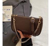 Shein Este bolso de hombro para mujer está hecho de material de PU de unicolor, con un patrón de cocodrilo de color café y decoración de letras, lo que le d