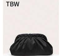Shein Este bolso de mano para damas es de unicolor, de satén de seda con pliegues en forma de nube con un estilo retro y gran capacidad, adecuado para ir de