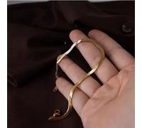 Shein Este brazalete minimalista, casual y de moda, de acero inoxidable con diseño de serpiente redonda y plana, es adecuado para el uso diario y también es