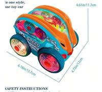 Shein Este coche con luces LED de colores giratorio 360° cuenta con luces LED de colores. También puede dar volteretas, reproducir villancicos navideños y e