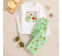 Shein Este conjunto de ropa de hogar elegante y casual es adecuado para que las niñas lo usen en primavera y otoño. Presenta una adorable cara sonriente de