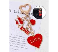 Shein Este elegante llavero de aleación está adornado con una carta de amor con cristales vintage y un colgante con forma de corazón, combinado con un lindo