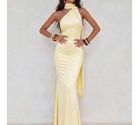 Shein Este elegante vestido de punto amarillo pálido es perfecto para fiestas, bodas, citas y eventos de temporada como verano, vuelta al cole y como invita