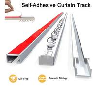 Shein Este es un sistema de riel para cortinas autoadhesivo que se puede instalar en techos y paredes sin taladrar, tornillos ni herramientas. Esta barra de