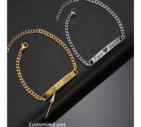 Shein Este extraordinario nombre de marca está grabado en una pulsera de cadena cubana de acero inoxidable, que es un accesorio hecho a mano personalizado p