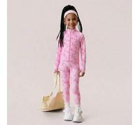 Shein Este lindo conjunto de chaqueta y pantalones estampados en rosa para niñas jóvenes está hecho de tela suave y elástica para comodidad todo el día. Per