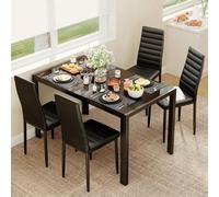 Shein Este moderno y minimalista conjunto de comedor consta de una mesa y cuatro sillas y es adecuado para diversas estancias como cocinas, salones y comedo