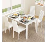 Shein Este moderno y minimalista conjunto de comedor consta de una mesa y cuatro sillas y es adecuado para diversas estancias como cocinas, salones y comedo