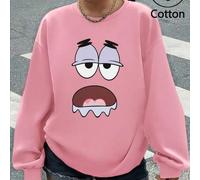 Shein Este suéter holgado de manga larga en color rosa es adorablemente lindo, impreso con un alegre diseño de Bob Esponja que instantáneamente te sacará un