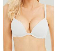 Shein Este sujetador push-up blanco lidera: levanta el busto, tiene tirantes ajustables cruzados y presenta una tela suave, creando una forma de busto talla