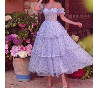 Shein Este vestido de fiesta ajustado con hombros descubiertos y estampado floral es perfecto para volver al colegio, reuniones, bailes y fiestas de cóctel.