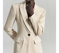Shein Estilo de Estocolmo, Outfit de maestra de mujer, desgaste de otoño para mujer. Chaqueta tipo blazer extra larga. Blazer largo de cintura ceñida de est