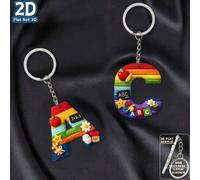 Shein Estilo plano 2D, regalo unisex, llavero, llavero, colgante de mochila con textura de peluche y patrón de letras de la A a la Z con tema de maestro, re