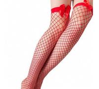 Shein Estos calcetines de red con lazo rojo para muslos altos para mujeres son adecuados para Navidad, fiestas, citas y diversas ocasiones, son cómodos y cá