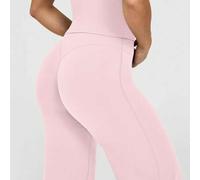 Shein Estos pantalones de yoga de pierna ancha de unicolor son cómodos y estilizan, adecuados para correr, fitness y diversas actividades de yoga. Rosa prim