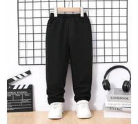 Shein Estos pantalones negros clásicos tejidos para niños pequeños presentan un diseño sencillo y elegante. Hechos de tela tejida de alta calidad, son nítid