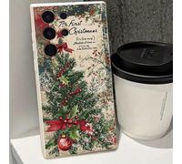 Shein Estuche con bola de cristal, lazo y copos de nieve con diseño de árbol de Navidad y temporada navideña para Samsung Galaxy