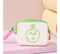Shein Estuche de auriculares de cuero de la serie Chiikawa Usagi (verde): material de cuero de PU premium, cierre de cremallera suave, cordón trenzado rosa