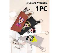 Shein Estuche de gafas grande y elegante de PU, con diseño de estampado de reina, esencial para la temporada de regreso a la escuela, estuche de gafas con t