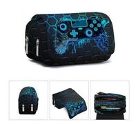 Shein Estuche de lápices unisex, estuche de lápices con estampado de Game Boy, caja de papelería con tapa doble, puede contener lápices, llaves, teléfono, m