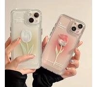 Shein Estuche de teléfono de TPU con 2 piezas de diseño de flores de boda en rosa, compatible con 16, 15, 14, 13, 12, 11 Pro Max, set para parejas