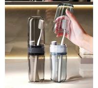 Shein Estuche de viaje portátil unisex para cepillo de dientes, organizador de pasta de dientes, contenedor de viaje multifuncional para cepillo de dientes