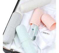 Shein Estuche de viaje rosa para guardar enjuague bucal, cepillo de dientes, pasta de dientes, vaso de lavado, esencial de viaje, organizador de viaje para