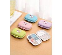 Shein Estuche gráfico portátil de "Happy Pills", caja de almacenamiento de medicamentos a prueba de humedad, caja de pastillas de viaje con compartimentos,