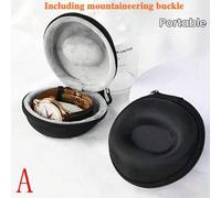 Shein Estuche para 2 relojes, con hebilla de alpinismo, estuche de viaje portátil redondo para un solo reloj, con cremallera y caja acolchada de EVA para gu