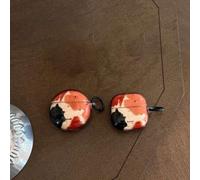 Shein Estuche para auriculares con estilo retro de salpicadura de pintura y anillo colgante compatible con Huawei Freebuds 7i, Freebuds 2, Freebuds SE 3, Fr