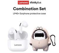 Shein Estuche protector Combo Set con auriculares Bluetooth Lenovo LP40, intrauditivos deportivos, graves intensos, llamadas de alta definición con micrófon