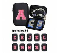 Shein Estuche protector portátil para cámara CCD, toalla bordada con letras iniciales de la A a la Z en color rojo rosa, diseño compacto, material impermeab