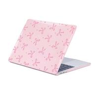 Shein Estuche protector rígido de plástico resistente con patrón de lazo rosa, adecuado para modelos MacBook Air y Pro