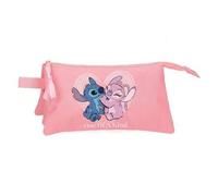 Shein Estuche Stitch & Angel Triple, Portatodo Stitch y Angel Triple, Licencia Oficial, Color Rosa, 22 x 12 x 5 cm, Kiglam. Envios 24-48 horas