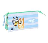 Shein Estuche Triple Bluey Escolar Para Niños y Niñas - Estuche Infantil Con Varios Compartimentos Con Cremallera, Ligeros y Compactos - Estuche Con Amplio